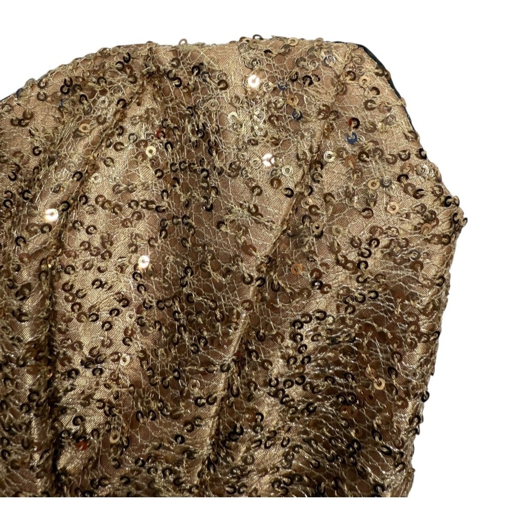 Jessica McClintock for Gunne Sax Black & Gold Sequin Bubble Mini Dress Size 9 - Picture 5 of 7